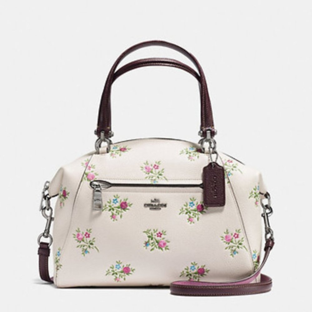 🌹🥀HTF🥀🌹NeW COACH CROSS STITCH FLORAL PRAIRIE ROSE SATCHEL HANDBAG F22829